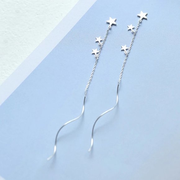 NEW 925 Sterling Silver Swirl Star Earrings - Picture 5 of 6